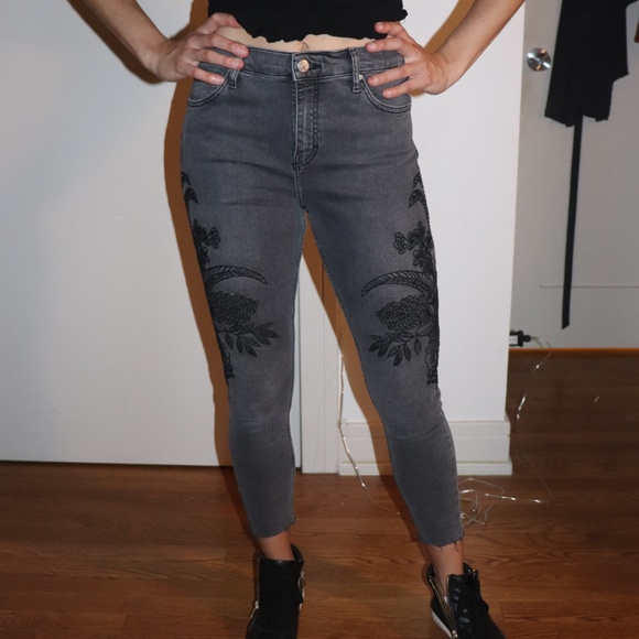 Topshop Grey Lace Jean - Picture 1 of 3